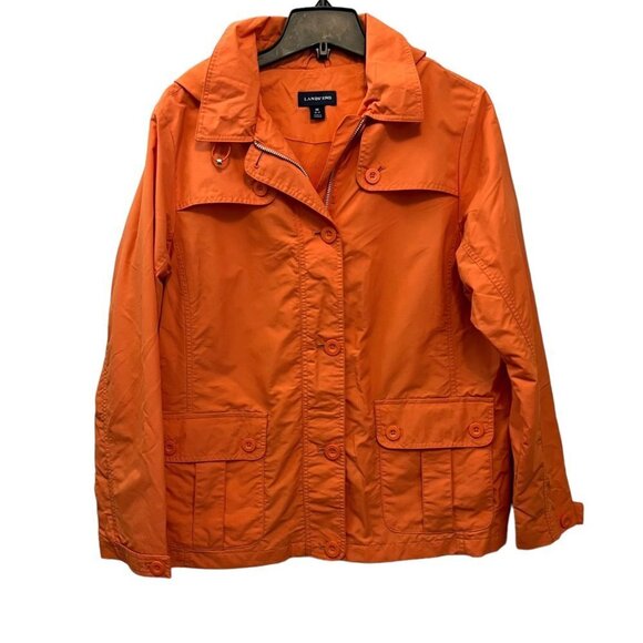 Lands' End Flare Orange Hooded Field Utility Hiking Jacket Size Medium - Picture 2 of 7